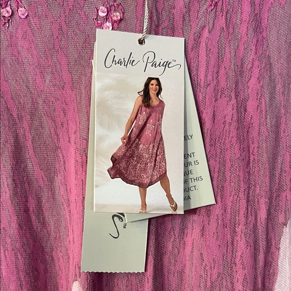 🌴Vacation Pick🌴Charlie Paige Mauve High Low Dress with Star Design - Picture 3 of 6